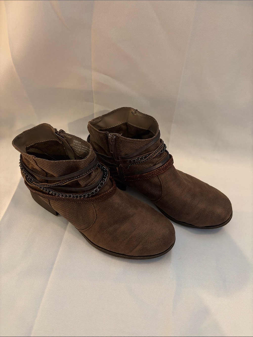 Jellypop Brown Wrap-Chain Ankle Booties